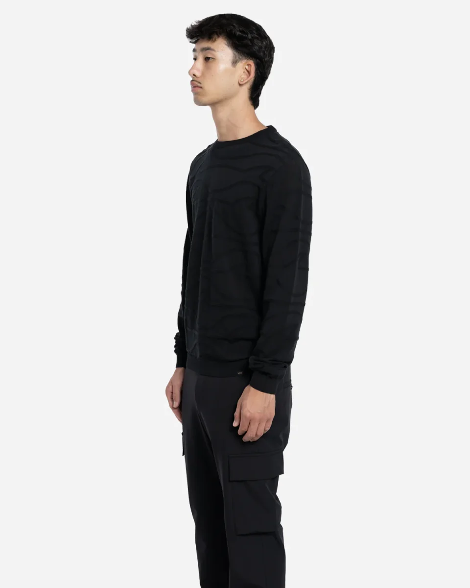 Pull Col Rond en Coton Motif Vagues – Image 4