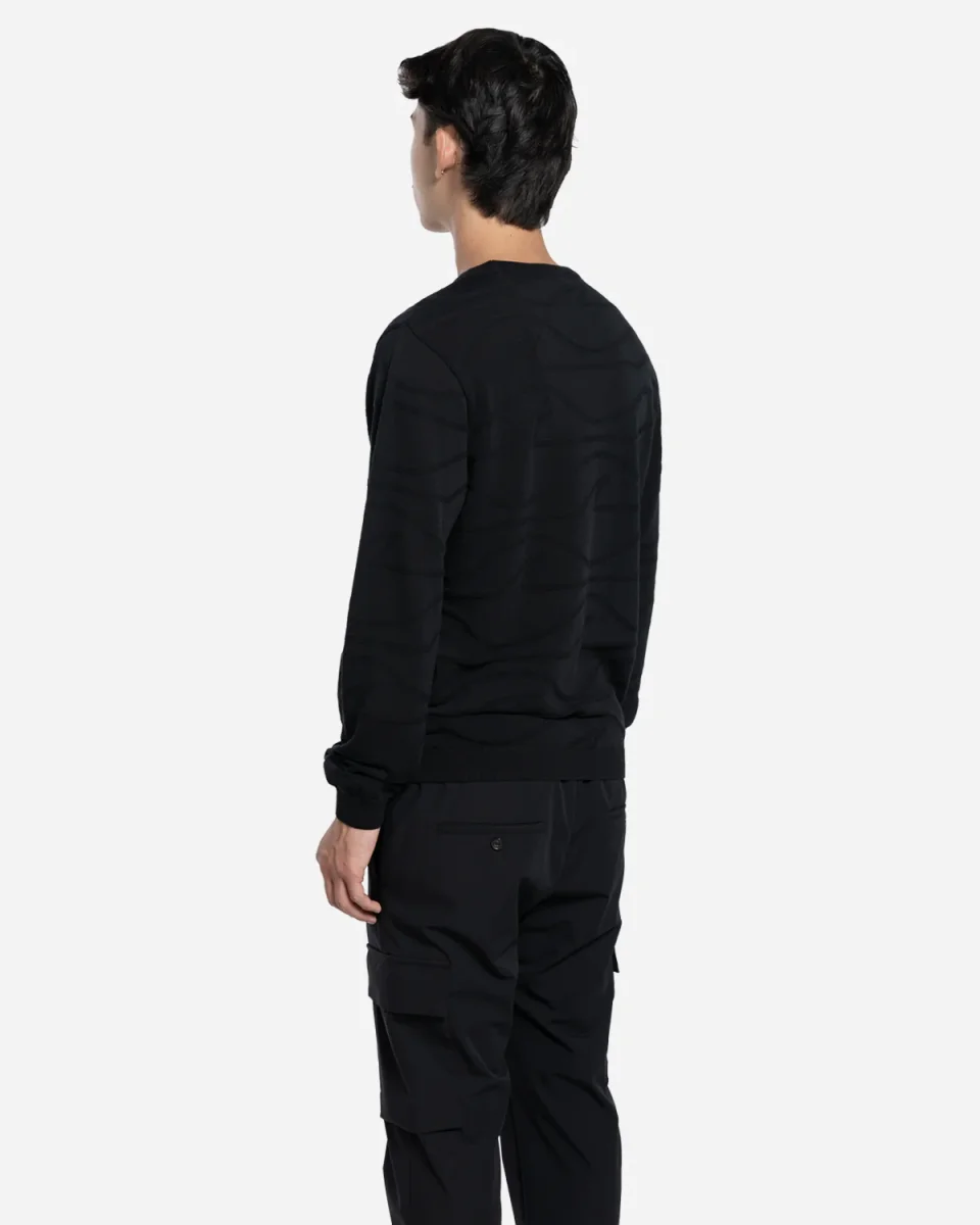 Pull Col Rond en Coton Motif Vagues – Image 5