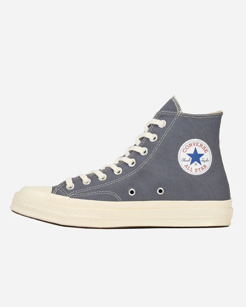 CDG Play x Converse Chuck 70 High Steel Gray – Image 3