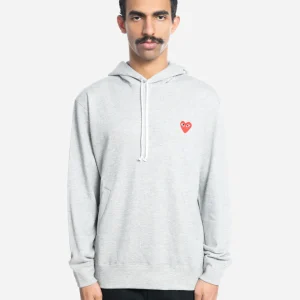 Hoodie Red Heart Gray