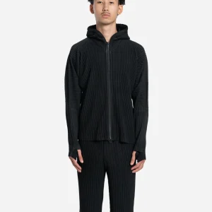 Sweatshirt à Capuche Plissé Noir