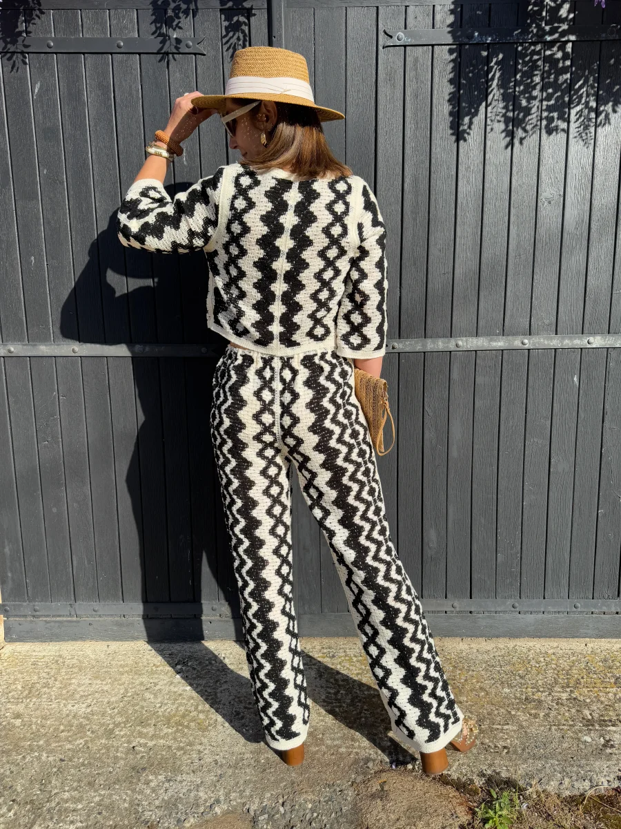 Pantalon en crochet noir et écru JULIETTE – Image 7