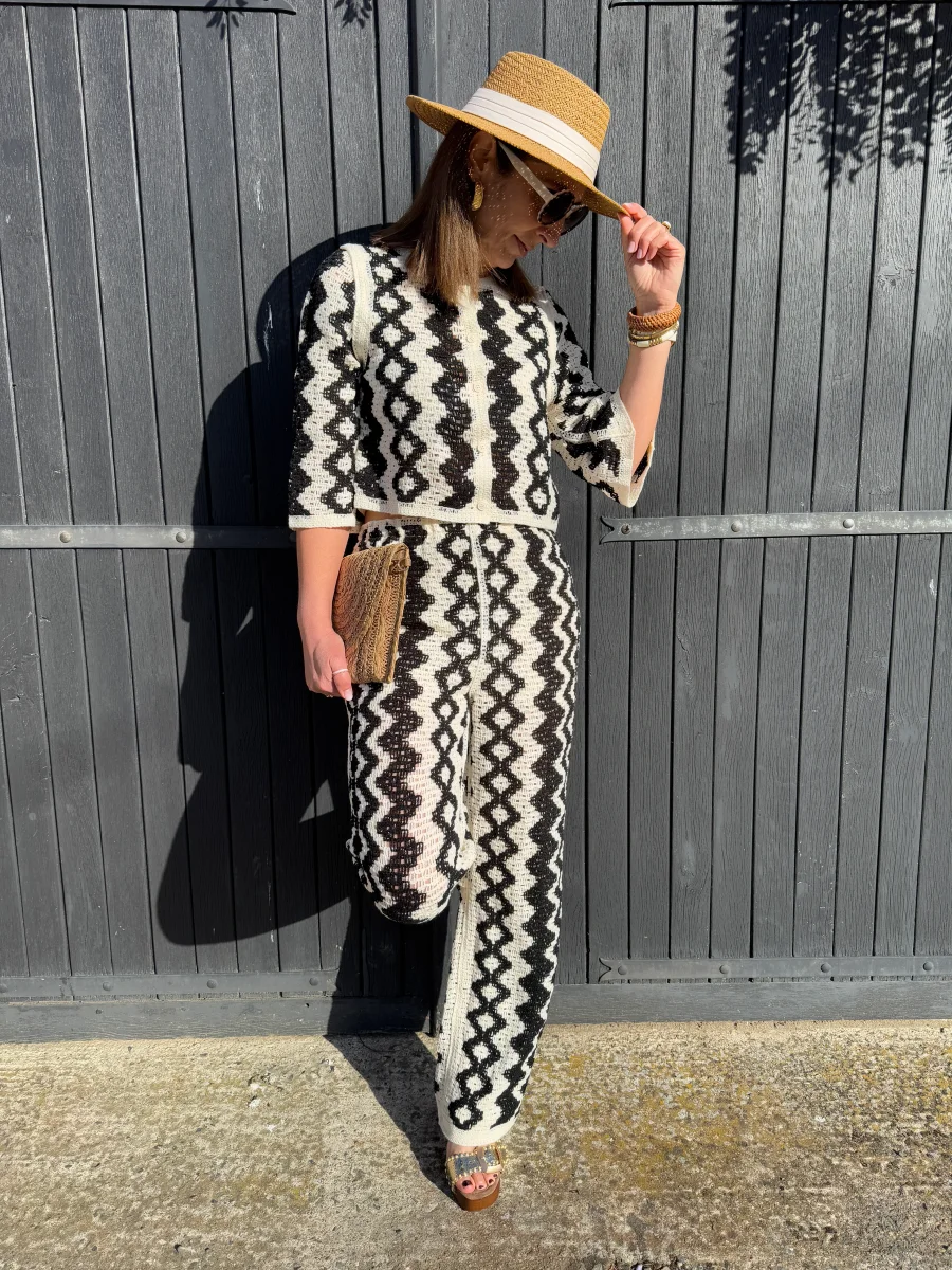 Pantalon en crochet noir et écru JULIETTE – Image 8