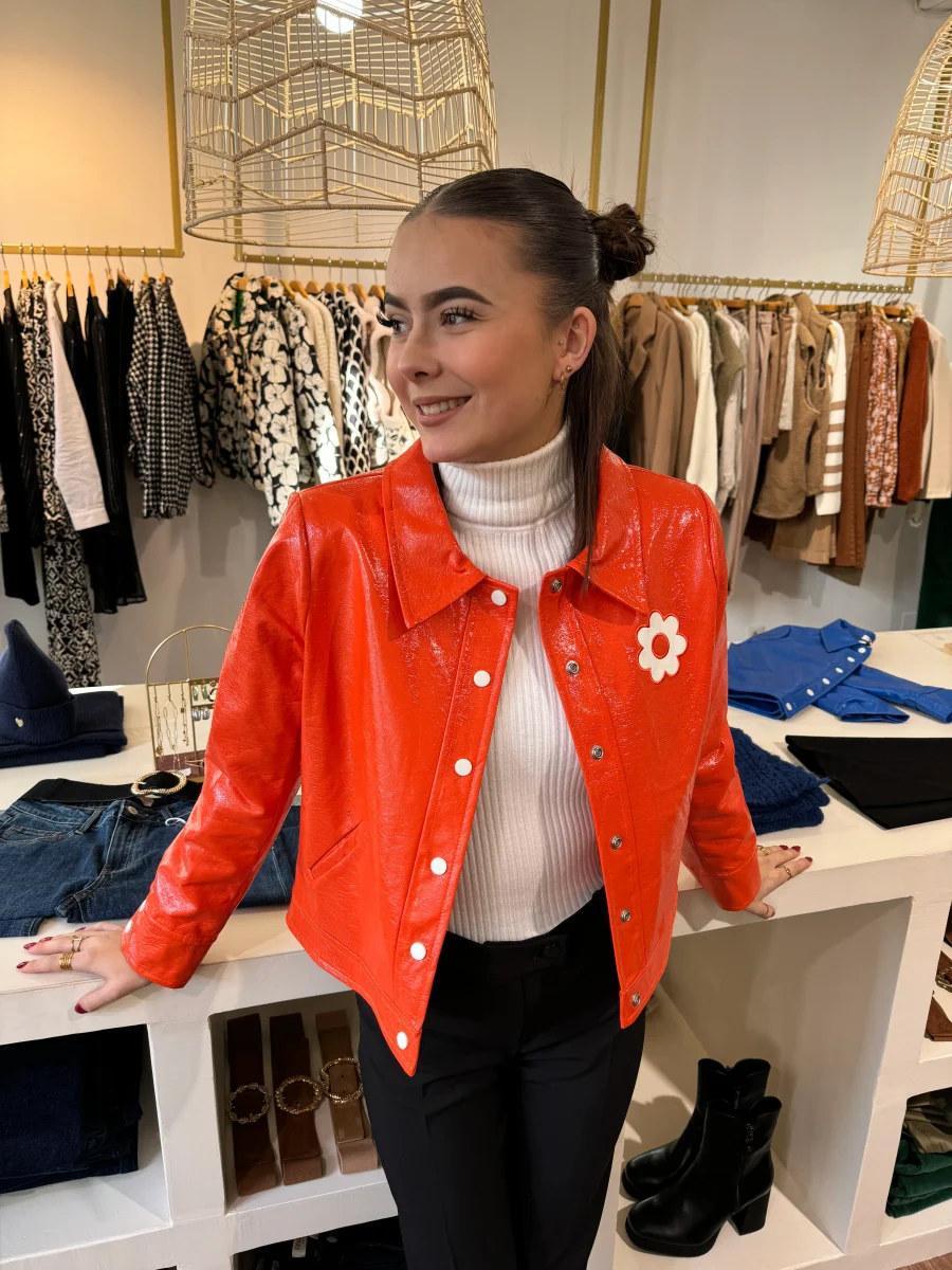 Veste vinyle orange DAISY Hippocampe