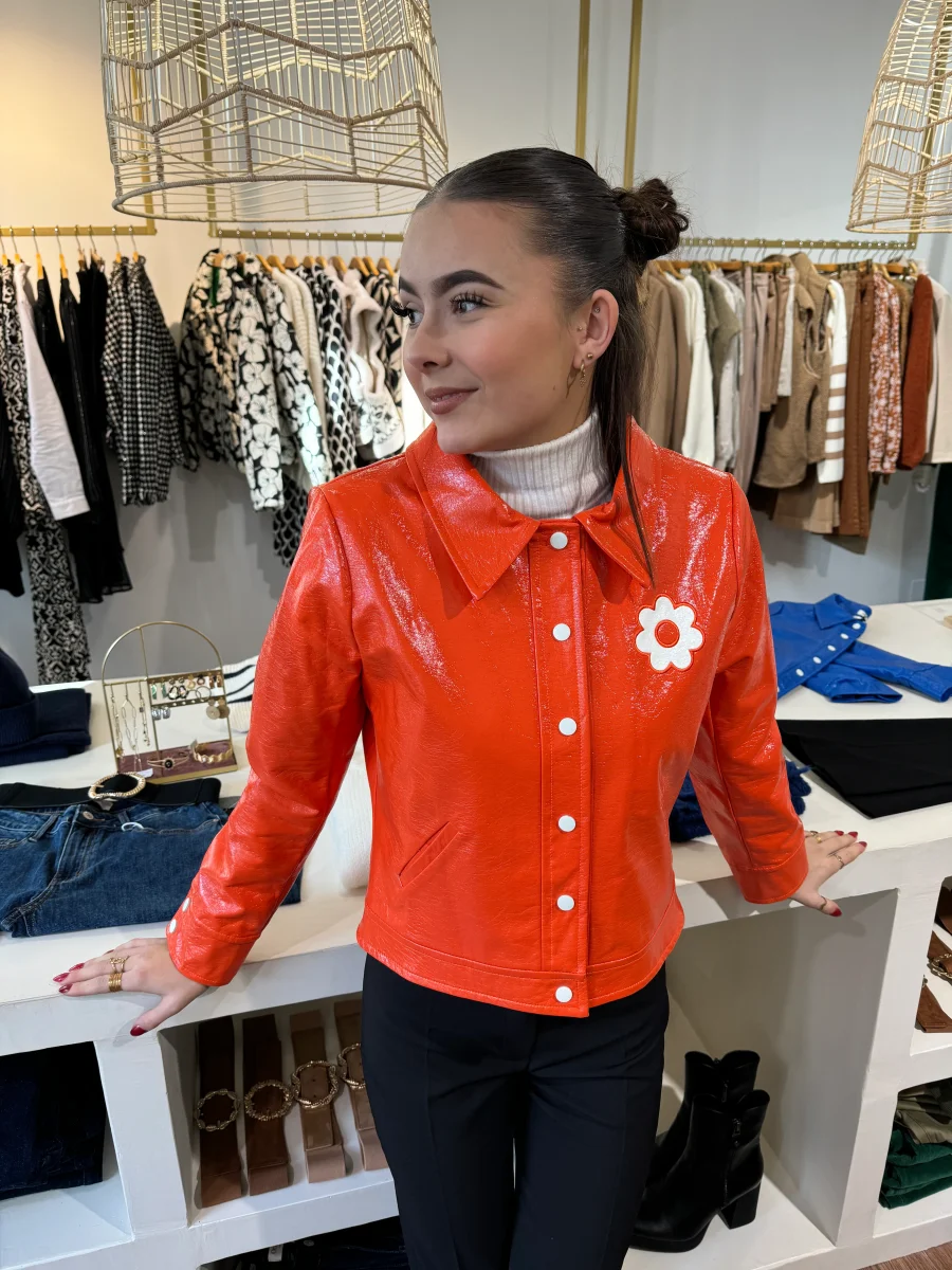 Veste vinyle orange DAISY Hippocampe – Image 3