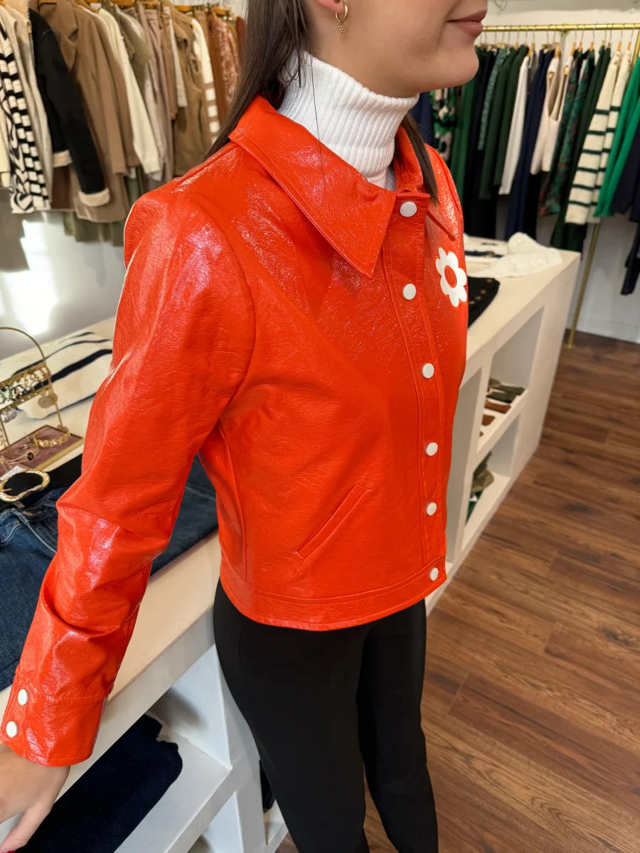 Veste vinyle orange DAISY Hippocampe – Image 5