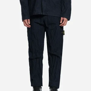 Pantalon en Velours Côtelé Bleu Marine