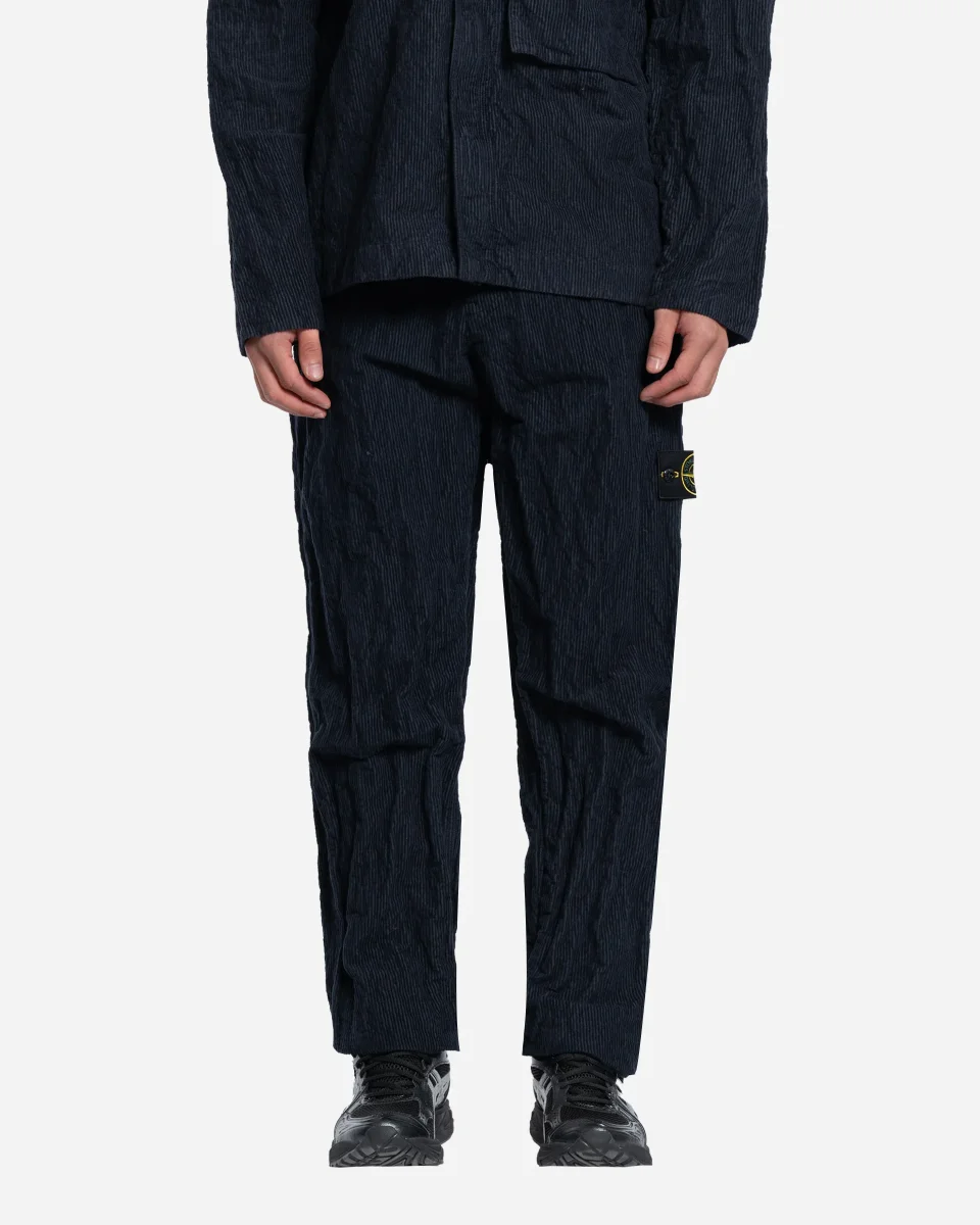 Pantalon en Velours Côtelé Bleu Marine