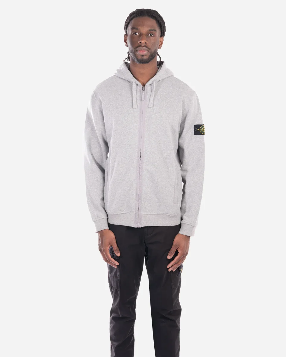 Sweatshirt Zippé à Capuche en Molleton Gris – Image 2