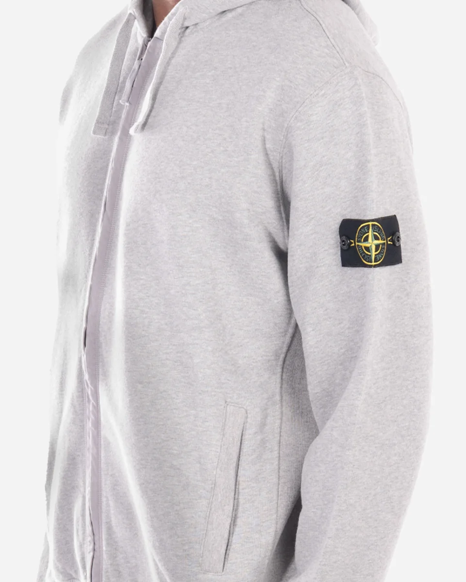 Sweatshirt Zippé à Capuche en Molleton Gris – Image 3