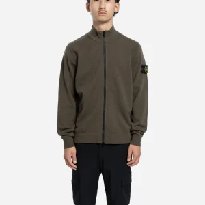 Pull Zippé en Laine Vert Militaire