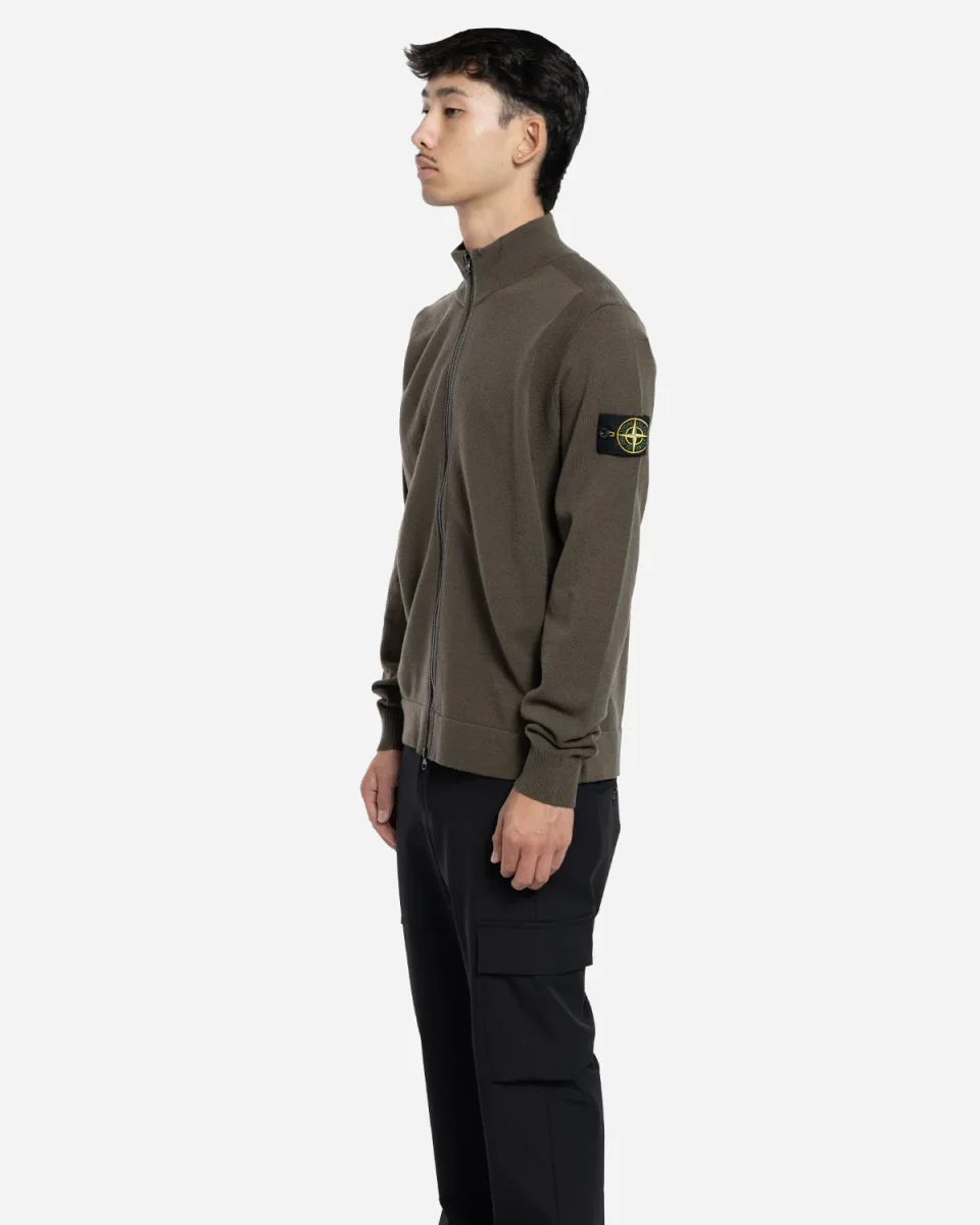 Pull Zippé en Laine Vert Militaire – Image 3