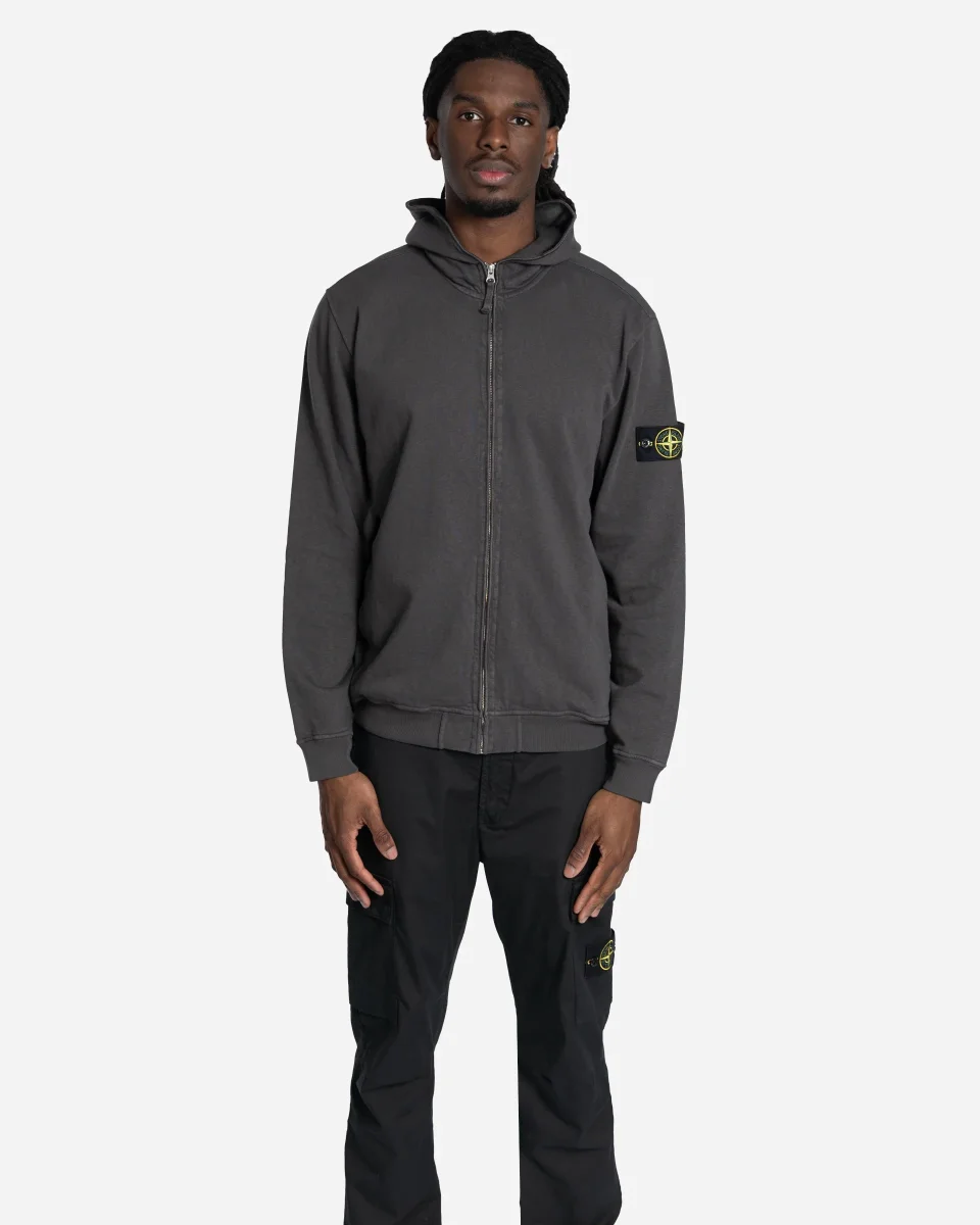 Sweatshirt Zippé à Capuche Gris Charbon