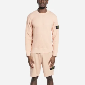 Sweatshirt Ras-du-Cou en Molleton Gaufré Plaster Pink