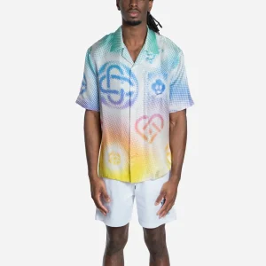 Chemise en Soie à Manches Courtes à Logo Halftone