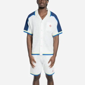 Chemise de Tennis en Crochet White/Blue