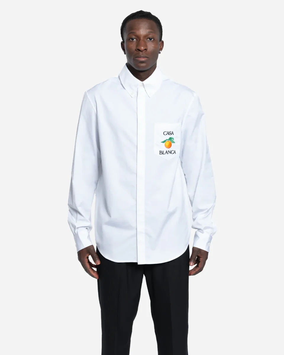 Chemise Oxford Orange Brodée – Image 2