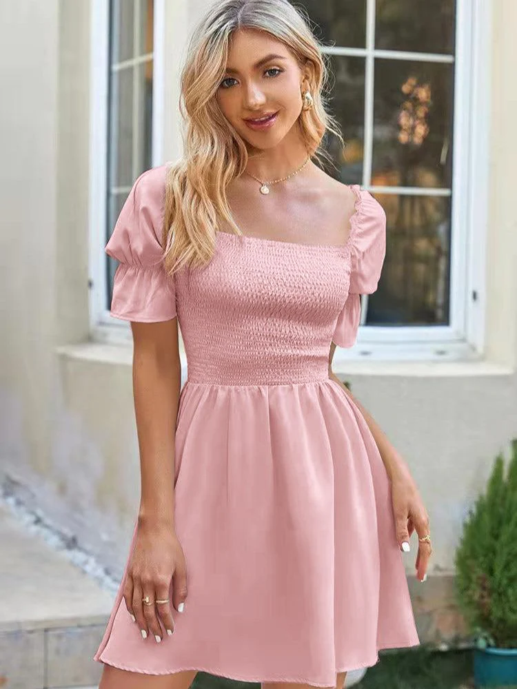 Robe rose poudré manche courte – Image 4