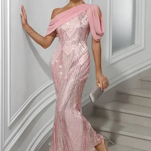 Robe sequins rose