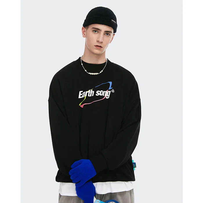 Sweat Shirt Noir "Earth Song" – Image 3