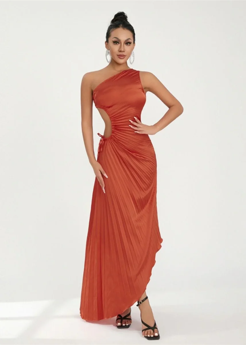 Robe asymetrique terracotta