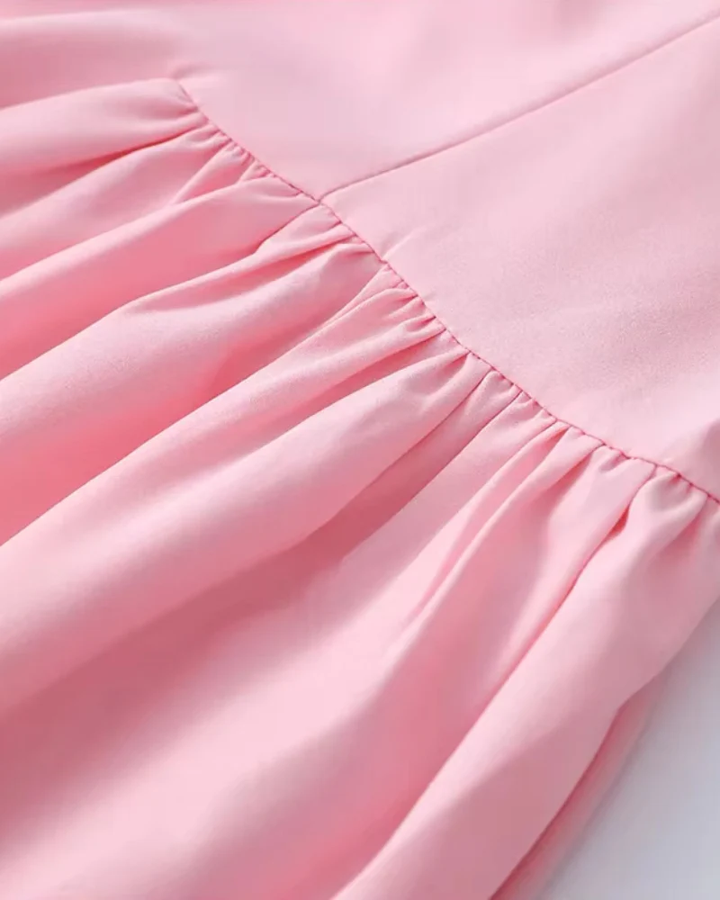 Robe fluide rose poudrée bretelle spaghetti – Image 6