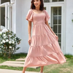 Robe longue rose poudré bohème