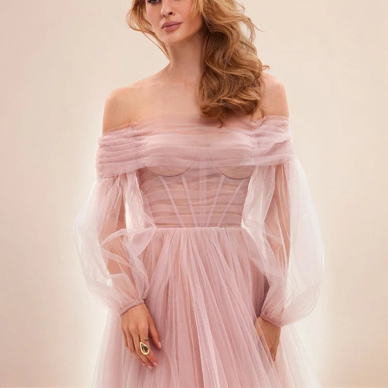 Robe longue rose poudré mariage – Image 3