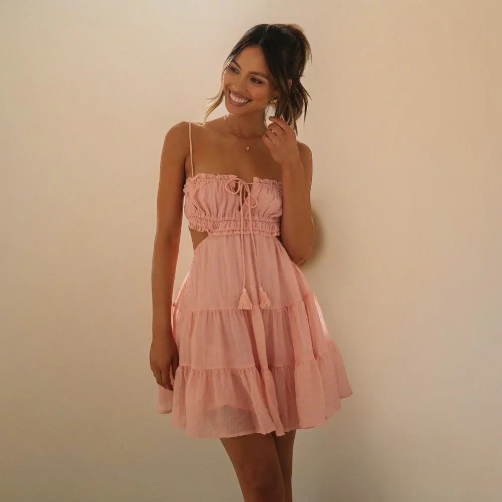 Robe rose poudré bohème