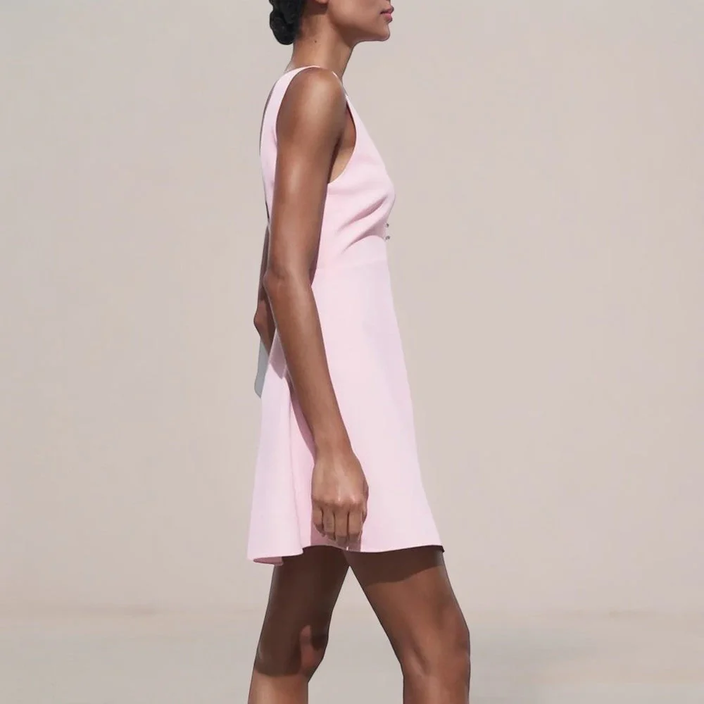 Robe rose poudré femme courte – Image 3