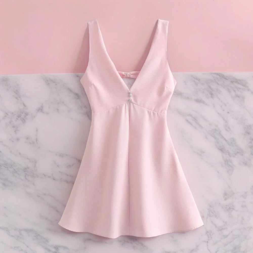 Robe rose poudré femme courte – Image 5