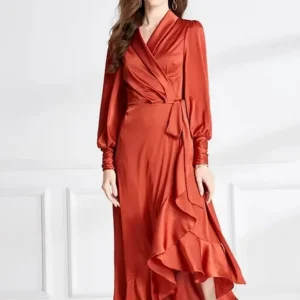 Robe terracotta manche longue